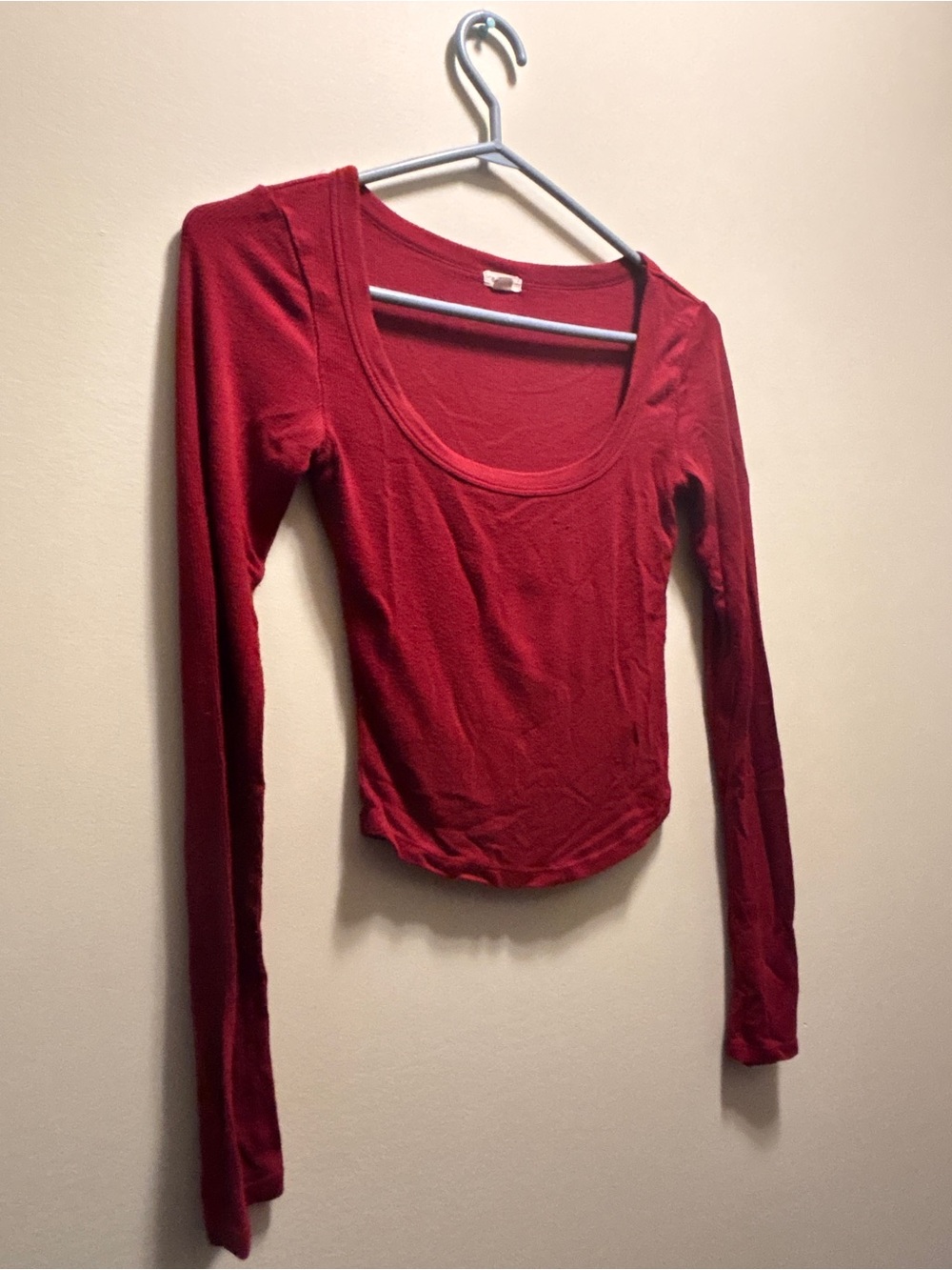 GARAGE Deep Red Long Sleeve Top Stretchy Material